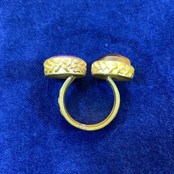 May Kathryn Design Unique 2 Stone Gold Tone Ring. Size 8. 2 Natural Gemstones. - Picture 10 of 17